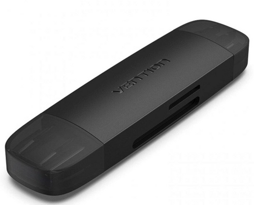 Картрідер Vention 2-in-1 USB 3.0 A+C Card Reader(SD+TF) Black Dual Drive Letter (CLKB0)