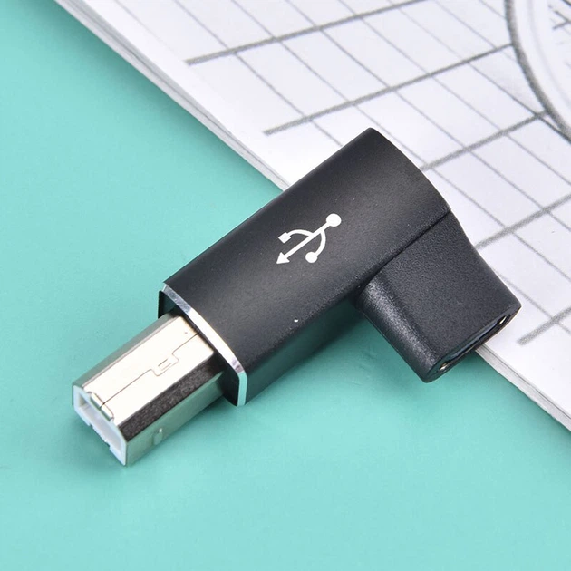 Адаптер перехідник Apx USB Type-C на USB-B сумісний з принтерами, MIDI, кутовий, чорний (HY01)