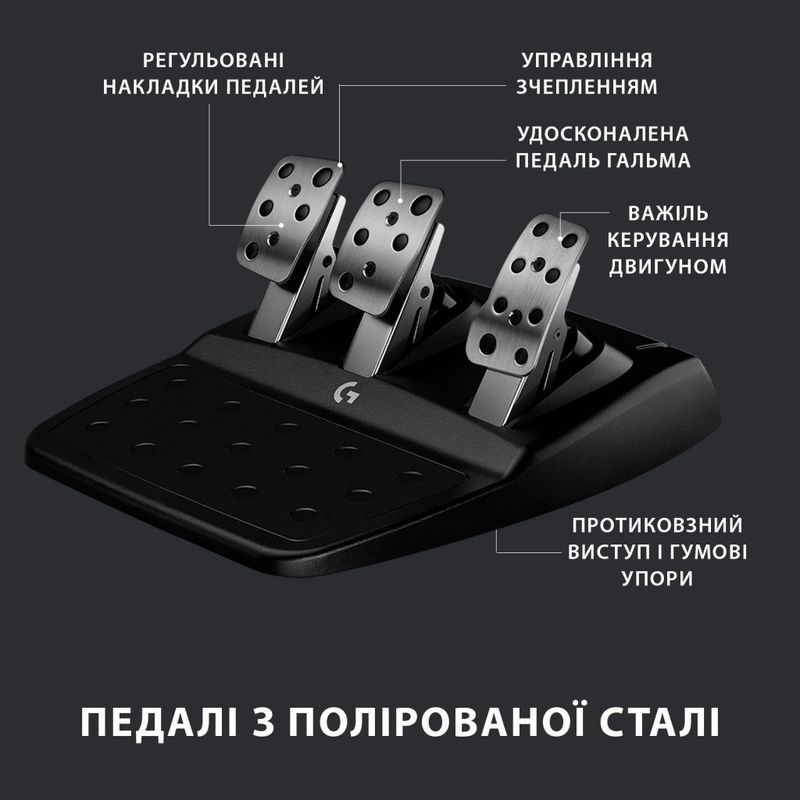 Кермо Logitech G923 Racing Wheel and Pedals for PS4 and PC (941-000149), Чорний