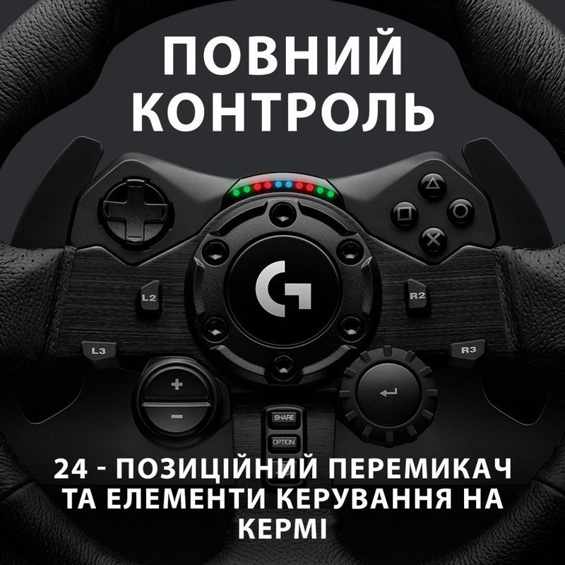 Кермо Logitech G923 Racing Wheel and Pedals for PS4 and PC (941-000149), Чорний