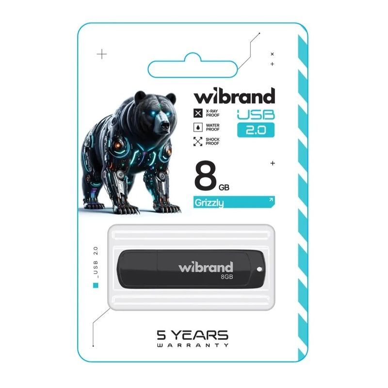 Флеш-накопичувач Flash Wibrand USB 2.0 Grizzly 8Gb Black (WI2.0/GR8P3B)