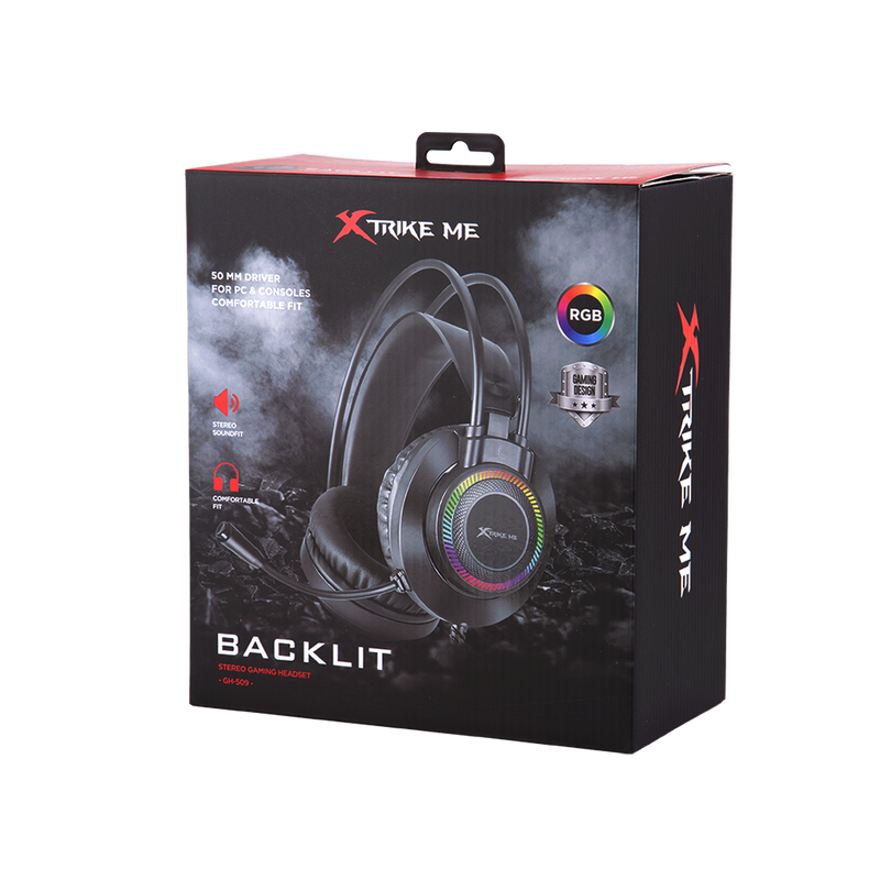 Игровые наушники XTRIKE ME GH-509 с микрофоном и подсветкой 2 * 3,5мм + USB черные