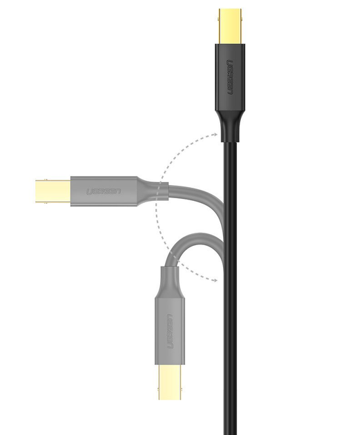 Кабель UGREEN US135 USB 2.0 AM to BM Print Cable 2m Black (UGR-20847)