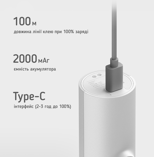 Клейовий пістолет акумуляторний Xiaomi HOTO Lithium Battery Glue Gun White (QWRJQ001)