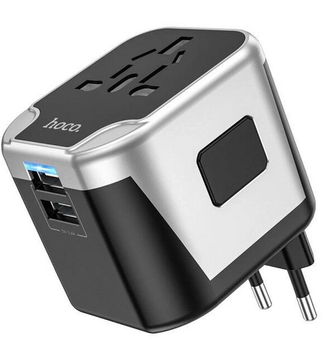 Зарядное устройство с travel-адаптером Hoco AC5 Level with Plug Converter Black