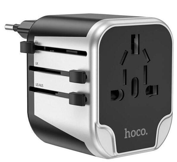 Зарядний пристрій з travel-адаптером Hoco AC5 Level with Plug Converter Black