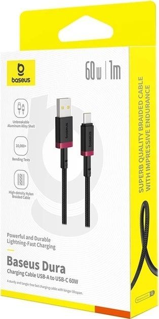 Кабель Baseus Dura Series Fast Charging Cable USB to Type-C 60W 1m Red+Black (P10377802U01-01)