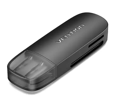 Картридер Vention 2-in-1 USB 3.0 A Card Reader(SD+TF) Black Single Drive Letter (CLFB0)
