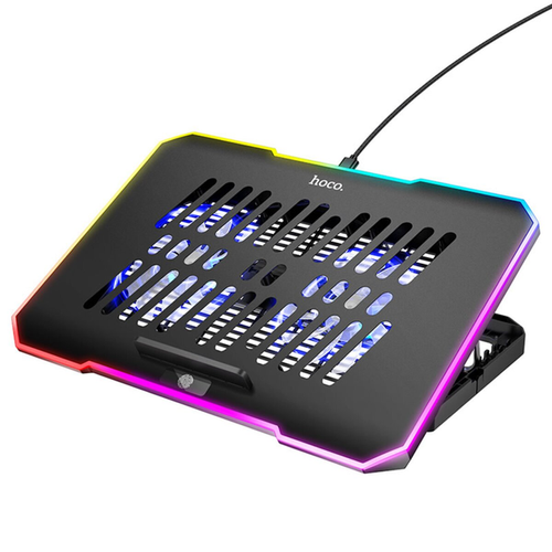 Охолоджувальна підставка для ноутбука HOCO DH19 Cool RGB notebook cooling stand Black (6942007624824)