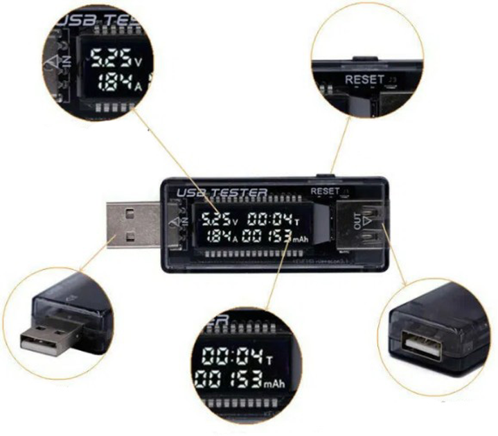 Адаптер Dynamode USB tester 3-20V/0-3A (KWS-V21)