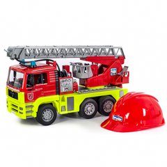Машинка-пожежна Bruder MAN TGA зі сходами, водяним насосом та світлозвуковим модулем, в комплекті з шоломом 01760