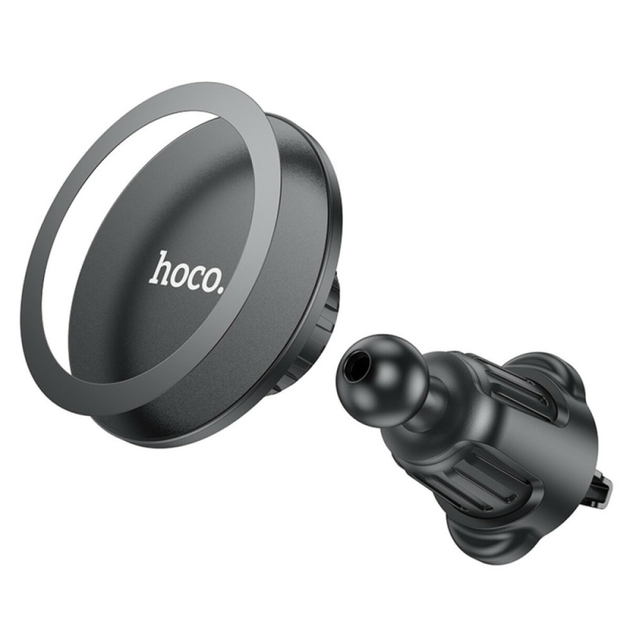 Держатель для мобильного HOCO H12 Fine jade ring magnetic car holder(air outlet) Black (6931474794505)