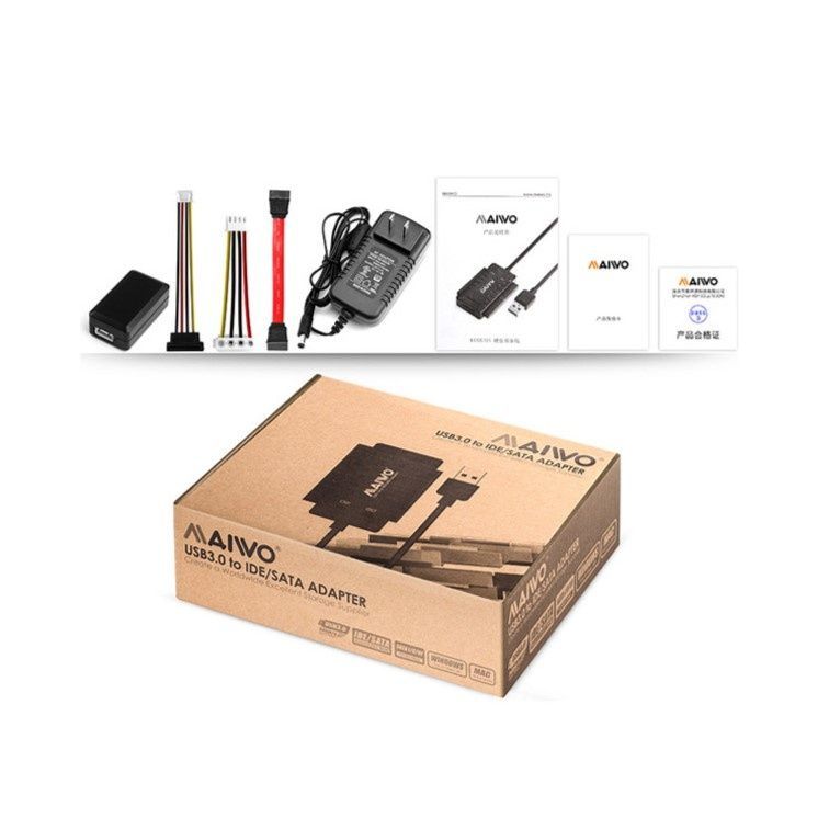 Адаптер Maiwo USB 3.0 to 2.5/3.5'' IDE/SATA HDD/SSD, 5.25'' CD-R, PA 2V/2A (K132U3IS)