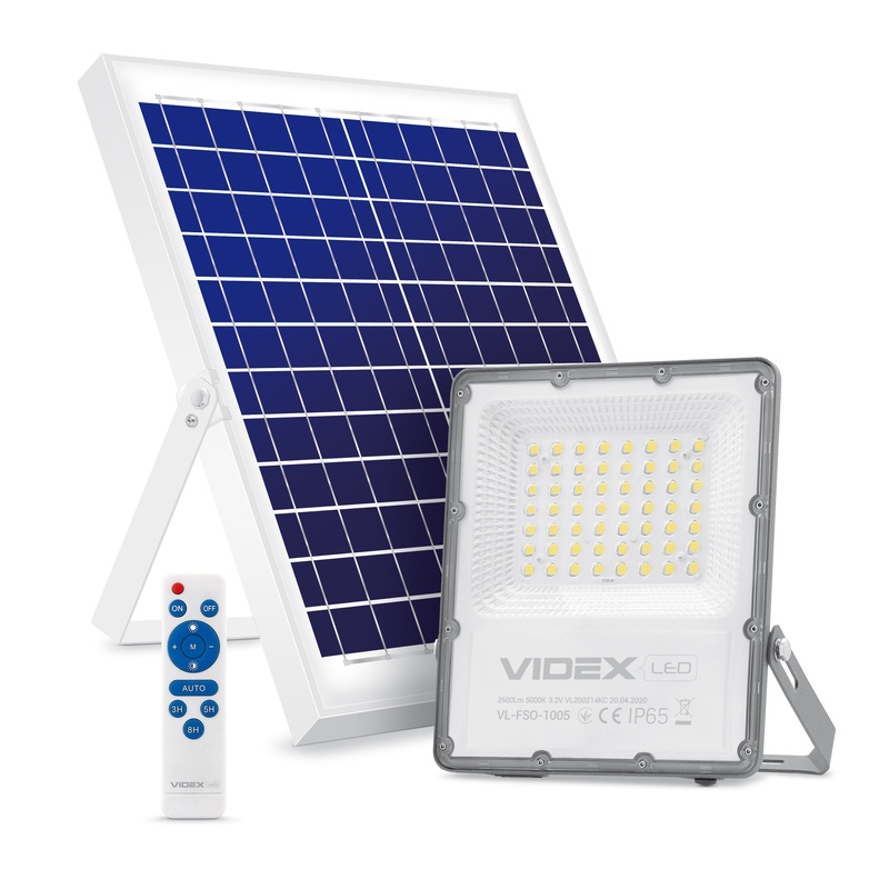 Прожектор с солнечной панелью и аккумулятором Videx LED 30W 5000 К (VL-FSO-1005)