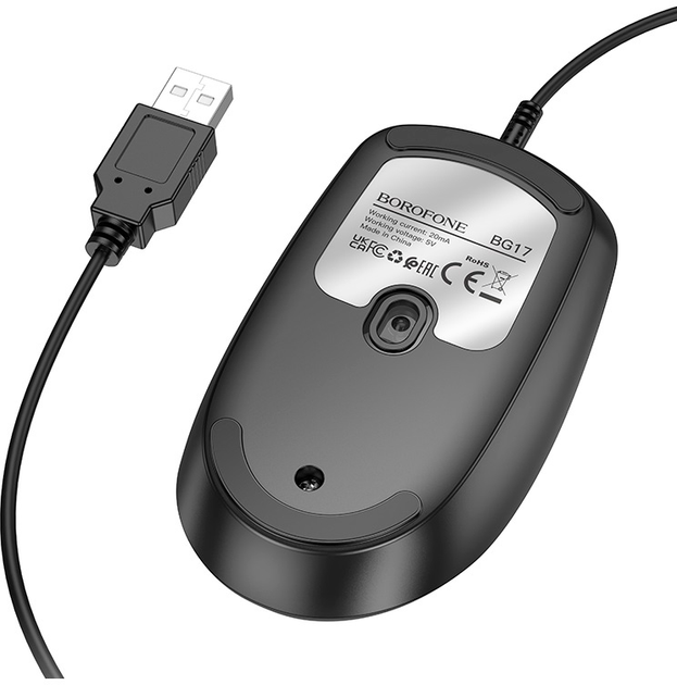 Миша BOROFONE BG17 Morning business wired mouse Black (6941991119125)
