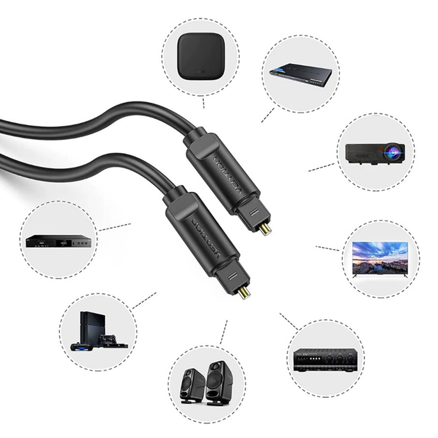 Кабель Vention Optical Fiber Audio Cable 1.5M Black (BAEBG)