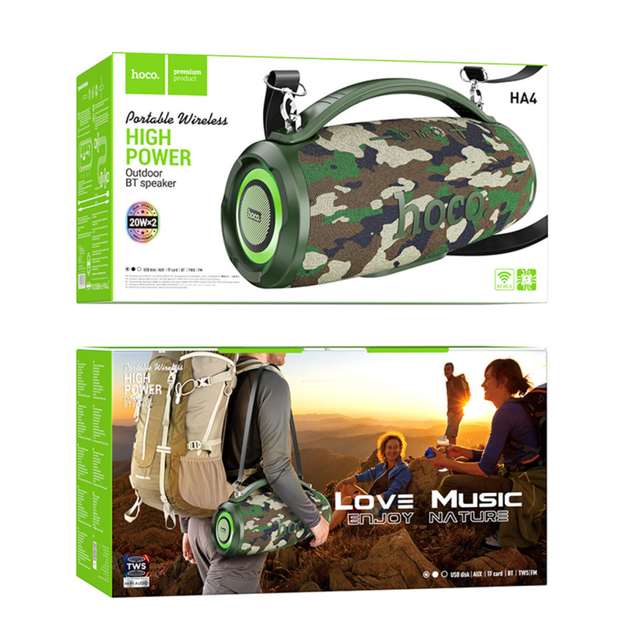 Портативная колонка HOCO HA4 Surge outdoor BT speaker Camouflage Green (6942007612272)