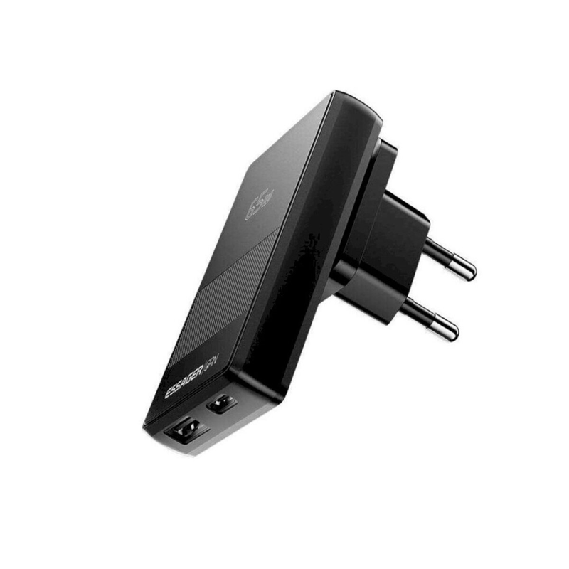Зарядний пристрій ESSAGER Ultra Thin Gan 65W 1C1A BLACK (ECT65W-QCB01-Z)