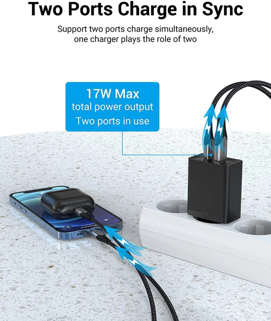 Зарядное устройство Vention Two-Port USB(A+C) Wall Charger (18W/20W) EU-Plug Black (FBBB0-EU)