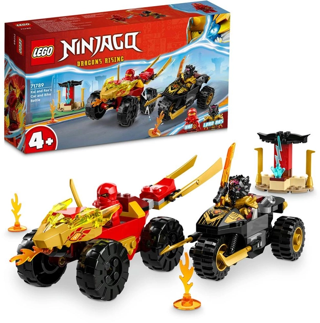 Конструктор LEGO Ninjago Автомобільна й байкова битва Кая і Раса 103 деталі (71789)