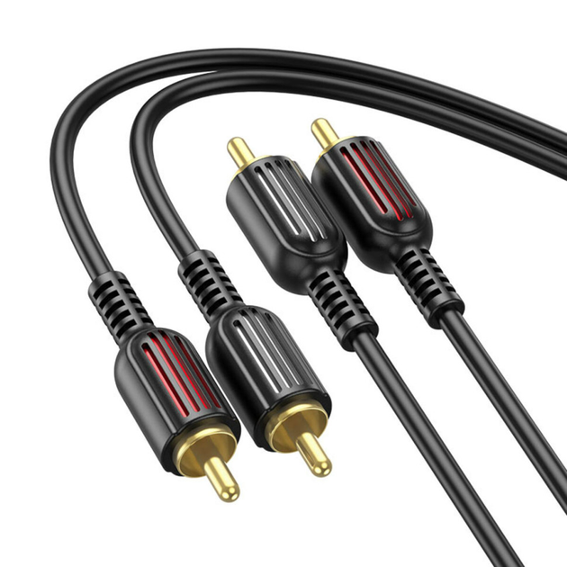 Аудио-кабель BOROFONE BL13 2RCA red и white double lotus audio cable Black (BL13B)