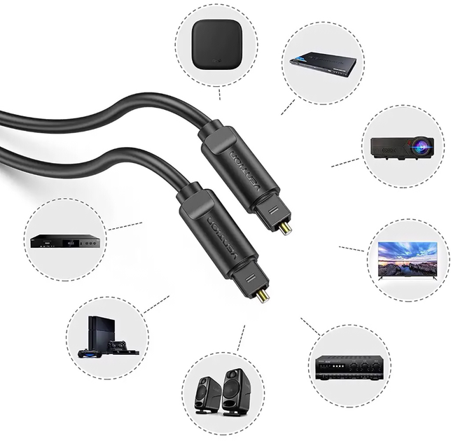 Кабель Vention Optical Fiber Audio Cable 2M Black (BAEBH)