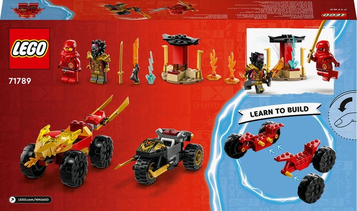 Конструктор LEGO Ninjago Автомобильная и байковая битва Кая и Раса 103 детали (71789)