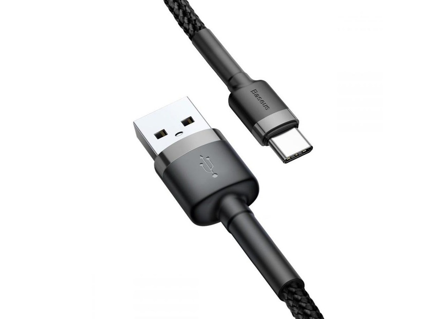 Кабель Baseus Cafule Cable USB For Type-C 3A 1m Gray+Black (CATKLF-BG1)