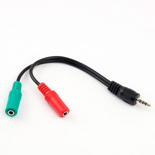 Аудіо-кабель Gembird CCA-417, 3.5мм 4-pin "папа"/ 3.5 мм стерео "мама"+микрофон "мама", чорний колір