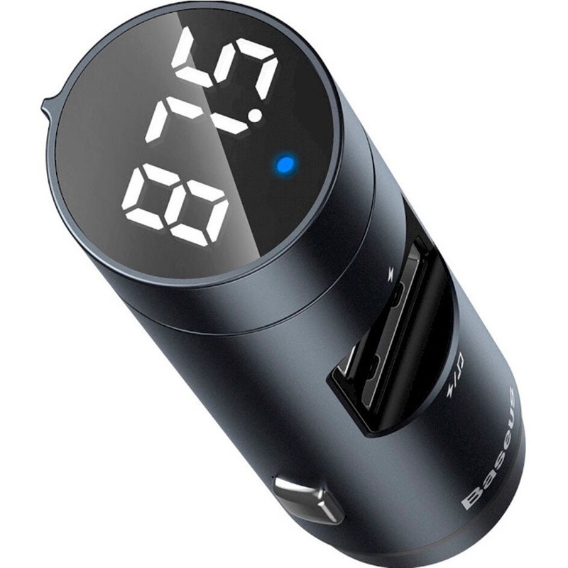 Автомобільні зарядний Пристрій з FM-модулятор Baseus Energy Column Car Wireless MP3 Charger  (Wireless 5.0 + 5 V / 3.1 A) (CCNLZ-0S)