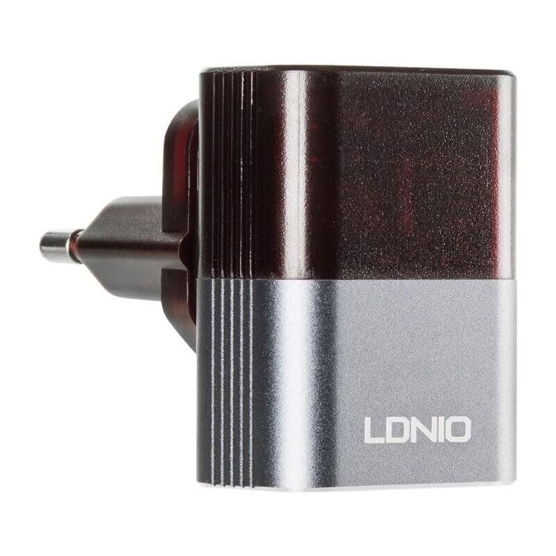 Зарядное устройство 2USB LDNIO (2.4A) Black/Grey + Cable MicroUSB (DL-A2206)