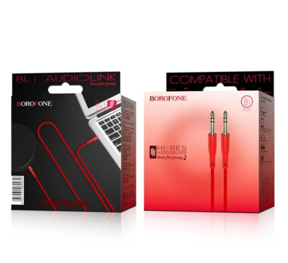 Аудiо-кабель Borofone BL1 Audiolink AUX 3.5mm - AUX 3,5mm 1m Red (BL1R1)