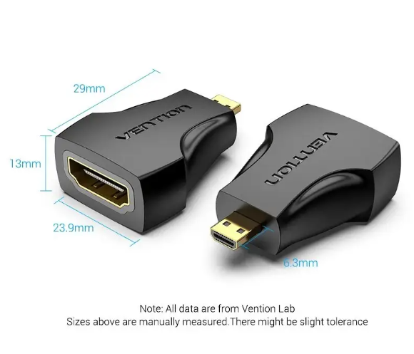 Адаптер перехідник Vention Micro HDMI Male to HDMI Female Adapter Black (AITB0)