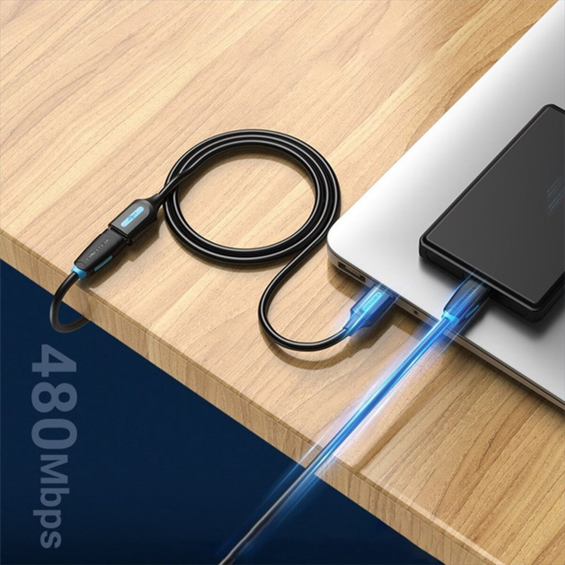 USB удлинитель 5м. Vention USB 2.0 A Male to A Female Extension Cable black PVC Type (CBIBJ)