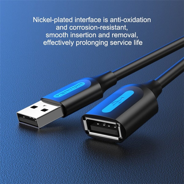 USB удлинитель 5м. Vention USB 2.0 A Male to A Female Extension Cable black PVC Type (CBIBJ)