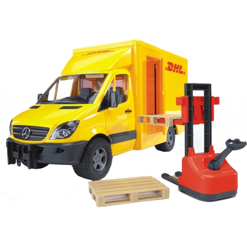 Іграшковий набір Мercedes Вenz Sprinter BRUDER кур'єрська доставка вантажів з навантажувачем М1:16 (02534)