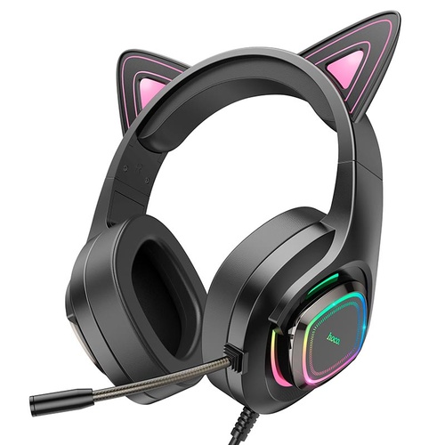 Навушники Hoco W107 Cute cat luminous cat ear gaming headphones Phantom Cat RBG