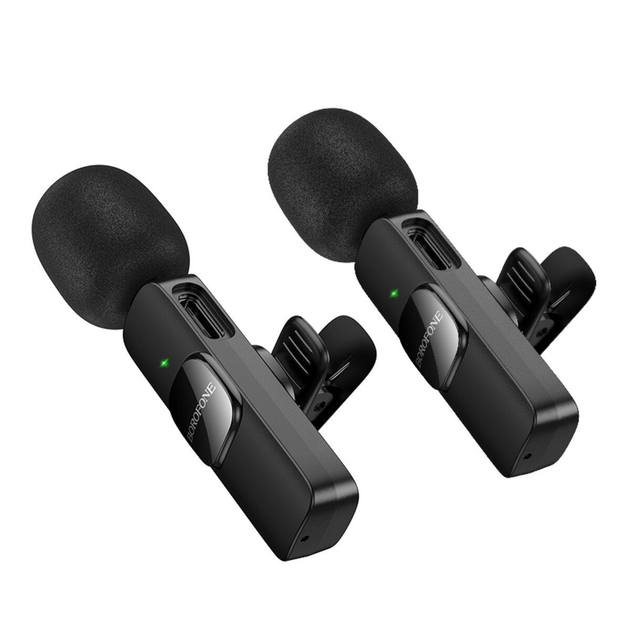 Мікрофон-петличка BOROFONE BFK15 Dual-mic lavalier wireless digital microphone (iP/Type-C) Black (6941991117107)