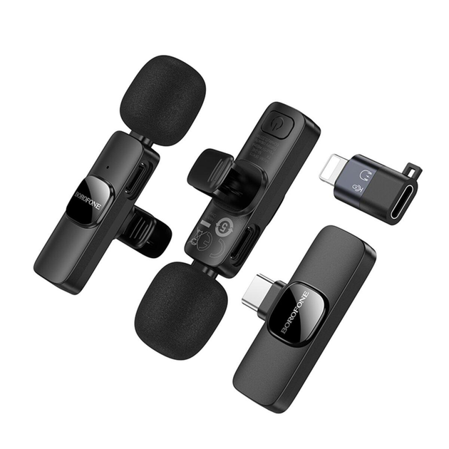 Мікрофон-петличка BOROFONE BFK15 Dual-mic lavalier wireless digital microphone (iP/Type-C) Black (6941991117107)