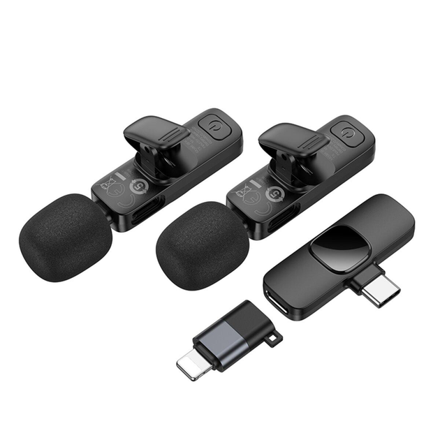 Мікрофон-петличка BOROFONE BFK15 Dual-mic lavalier wireless digital microphone (iP/Type-C) Black (6941991117107)