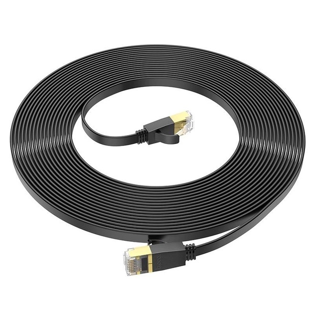 Патч-корд 20м HOCO US07 General pure copper flat network cable Black (6931474780720)