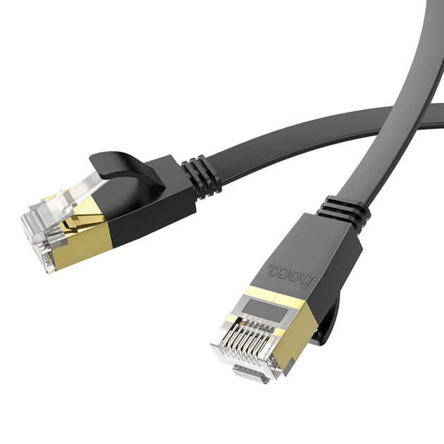 Патч-корд 20м HOCO US07 General pure copper flat network cable Black (6931474780720)