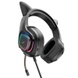 Наушники Hoco W107 Cute cat luminous cat ear gaming headphones Phantom Cat RBG