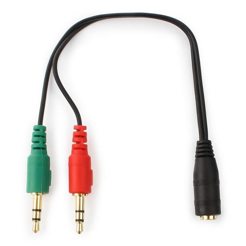 Переходник Jack 3.5mm female 4-pin to 2x Jack 3.5mm male 0.2m Cablexpert (CCA-418)