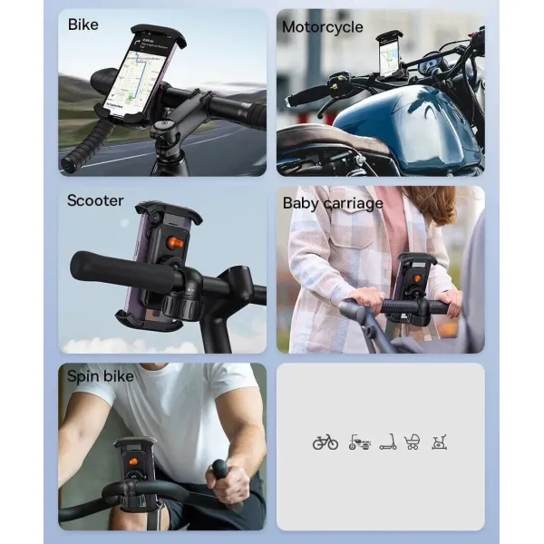 Тримач для мобільного Baseus QuickGo Series Bike Phone Mount Cluster Black (C40561500113-00)