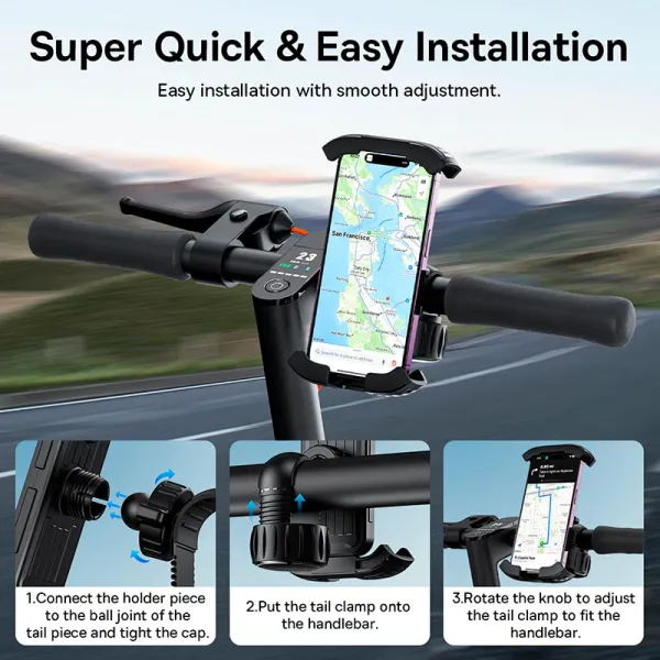 Тримач для мобільного Baseus QuickGo Series Bike Phone Mount Cluster Black (C40561500113-00)