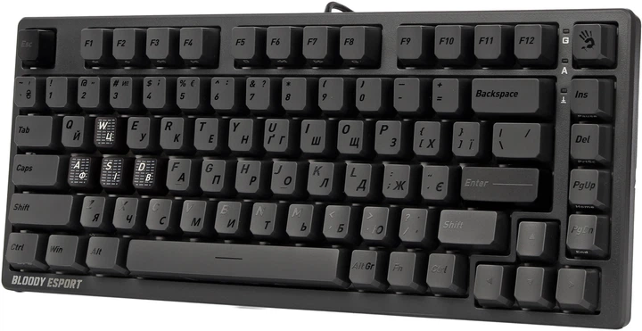 Магнітна ігрова клавіатура Bloody MS76 Iron Grey USB, RGB підсвічування, Magnetic Switch (MS76)
