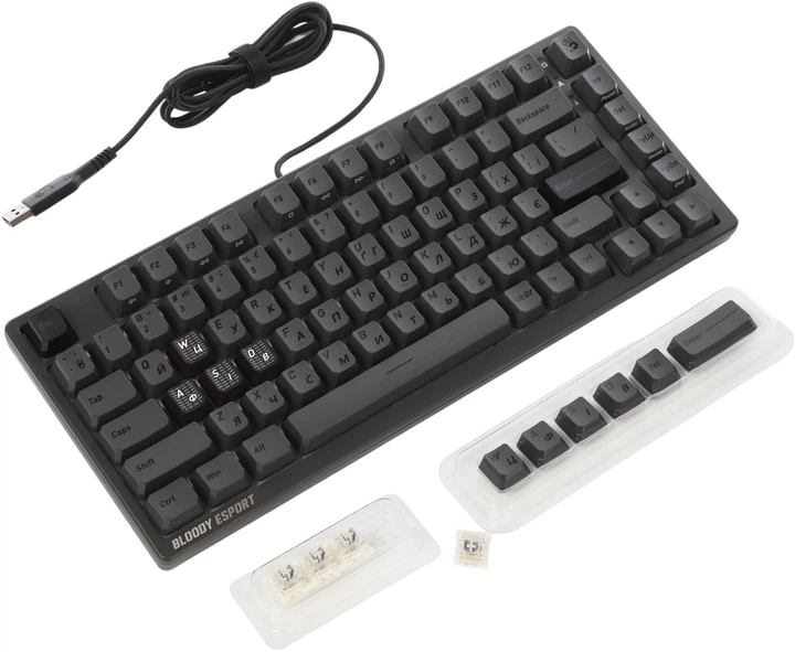 Магнітна ігрова клавіатура Bloody MS76 Iron Grey USB, RGB підсвічування, Magnetic Switch (MS76)