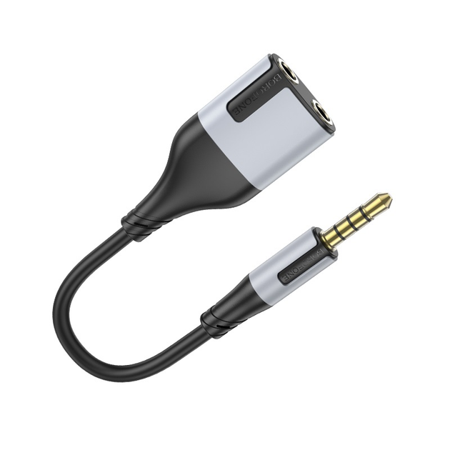 Адаптер BOROFONE BL19 Creator 2-in-1 audio adapter cable 3.5mm Black (6941991108341)