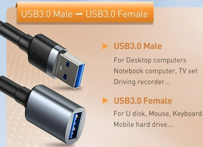 USB подовжувач Baseus Cafule Cable USB3.0 Male to USB3.0 Female 2A 1m (CADKLF-B0G)